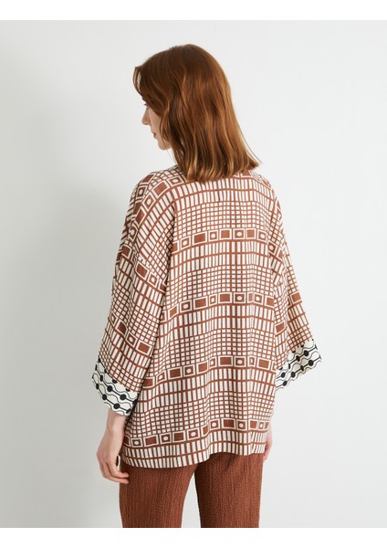 Oversize Kimono Viskon Keten Karışımlı Yarım Kollu Cepli fırsatları