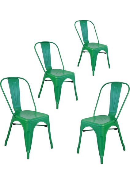Tolix Kolsuz Metal Sandalye-Yeşil(4 Adet)