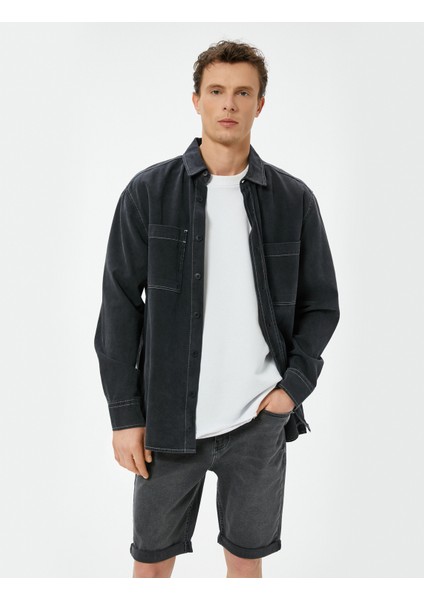 Kot Şort Slim Fit 5 Cepli Düğmeli fiyatları