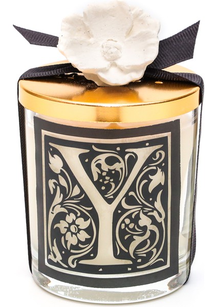 Kişiye Özel Y Harfi Yasemin Sandal Kokulu Vegan Mum(140 gr)