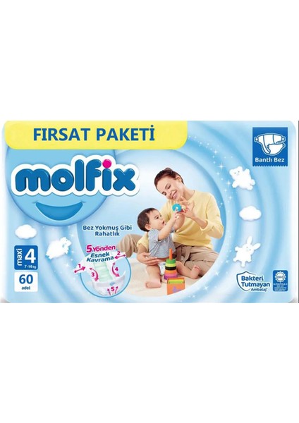 Bebek Bezi 4 Beden Maxi 7-14 Kg 60lı Fırsat Paketi
