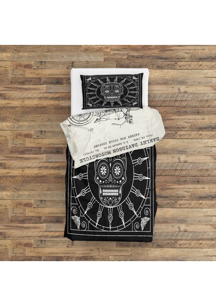 Harley Davidson Model 28B Ivory & Mexican Skull Black/white Mandala Çift Taraflı Nevresim Takımı fırsatları