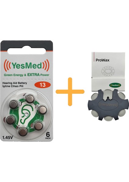 Extra Power 13 Numara Işitme Cihazı Pili (1 Paket = 6 Adet Pil) + Yesmed Prowax Filtre