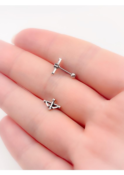 Cerrahi Çelik Piercing Yay Figürlü Kıkırdak Helix Tragus PIERCING(1ADET)