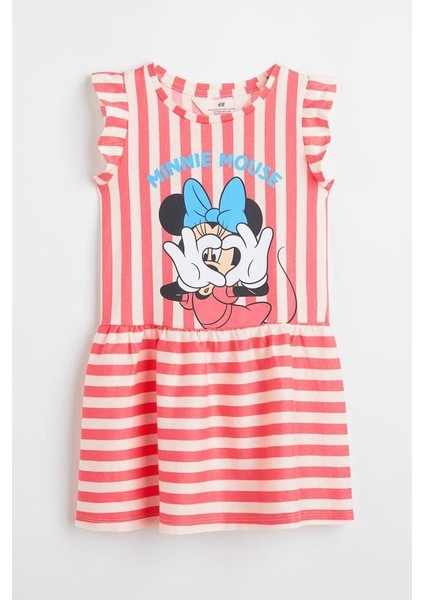 Minnie Çizgili Kız Çocuk Elbise