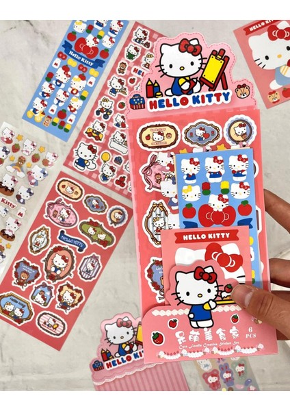 Sanrio Hello Kittty Karakteri 6 Yaprak Sticker Bullet Journal çıkartma
