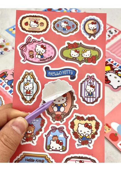 Sanrio Hello Kittty Karakteri 6 Yaprak Sticker Bullet Journal çıkartma