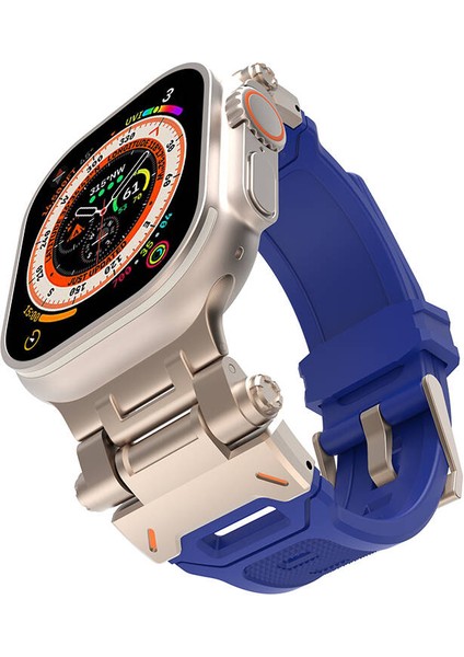 Apple Watch 1/2/3 42MM ile Uyumlu Kordon Metal Başlıklı Silikon Kordon