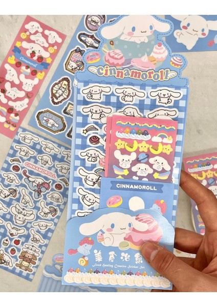 Sanrio Cinnamoroll Karakteri 6 Yaprak Sticker Bullet Journal Çıkartma