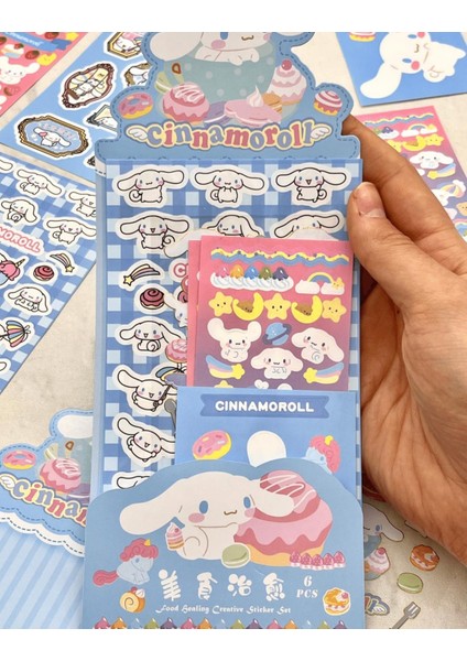 Sanrio Cinnamoroll Karakteri 6 Yaprak Sticker Bullet Journal Çıkartma