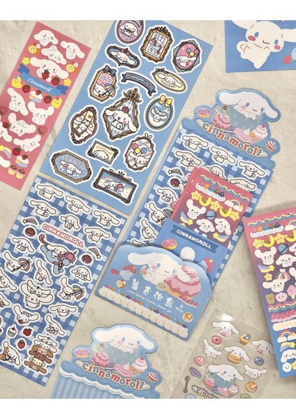 Sanrio Cinnamoroll Karakteri 6 Yaprak Sticker Bullet Journal Çıkartma