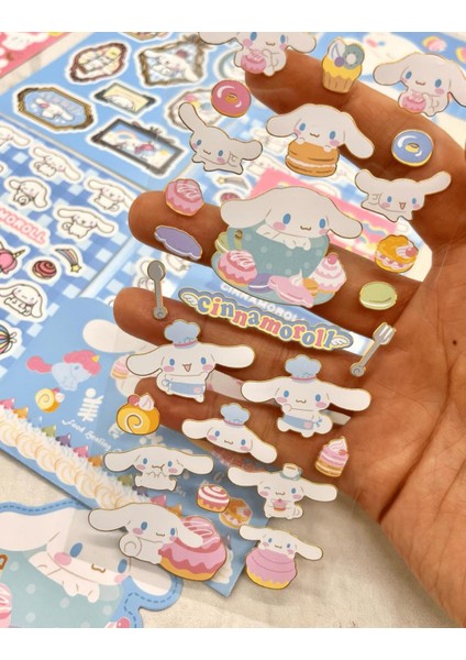 Sanrio Cinnamoroll Karakteri 6 Yaprak Sticker Bullet Journal Çıkartma