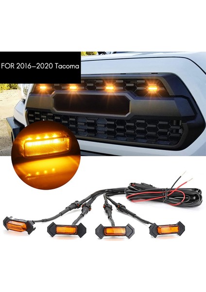 Toyota Tacoma Trd 2016 -2020 Için Ön Izgara Aydınlatma LED Izgara Işıkları Kiti 4 Adet (Amber Kabuk Sarı Işık) (Yurt Dışından) fiyatları
