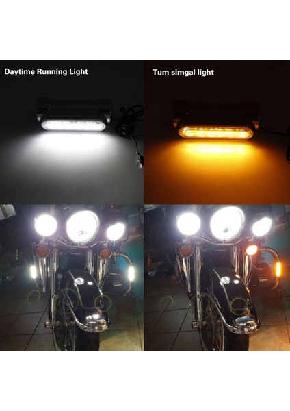 LED Direksiyon Çubuğu Koruma Işığı Motosiklet Bar Koruma Dönüş Sinyali Kolu Işığı Harley Motosikletler Için Gümüş (Yurt Dışından)