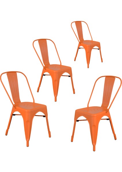 Tolix Kolsuz Metal Sandalye-Turuncu(4 Adet)