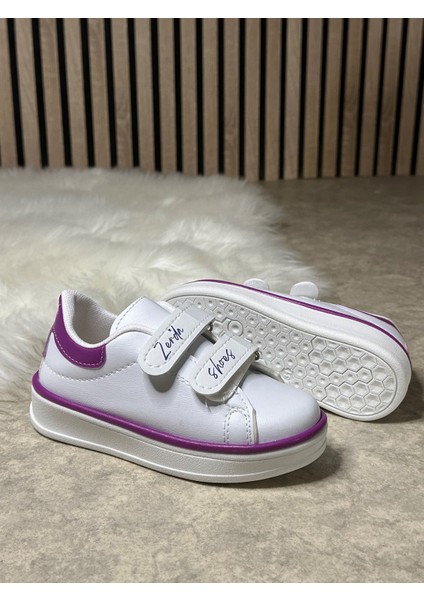 Günlük Erkek Kız Çocuk Sneaker Cırtlı Dikiş Detaylı Kalın Tabanlı Rahat Hafif Spor Ayakkabı 525PF