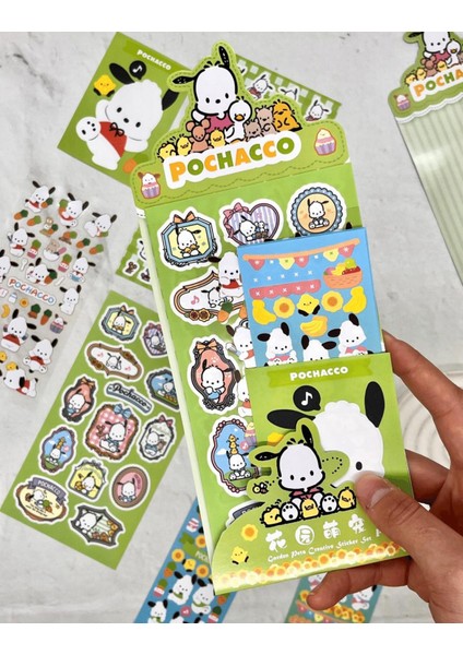 Sanrio Pochacco Karakteri 6 Yaprak Sticker Bullet Journal Çıkartma