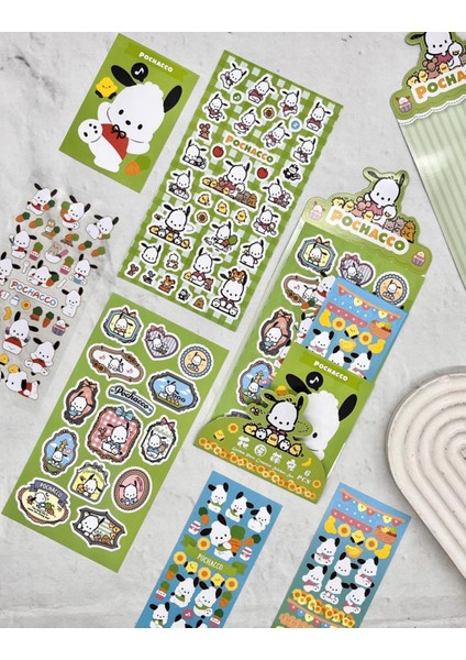 Sanrio Pochacco Karakteri 6 Yaprak Sticker Bullet Journal Çıkartma