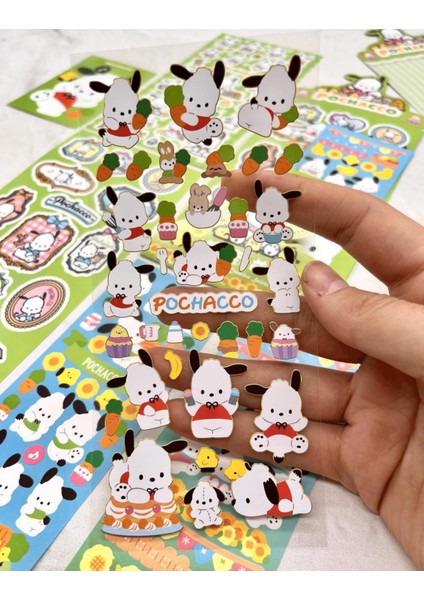 Sanrio Pochacco Karakteri 6 Yaprak Sticker Bullet Journal Çıkartma