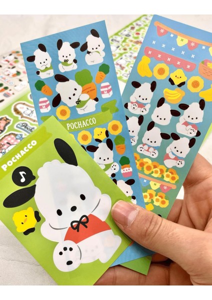 Sanrio Pochacco Karakteri 6 Yaprak Sticker Bullet Journal Çıkartma