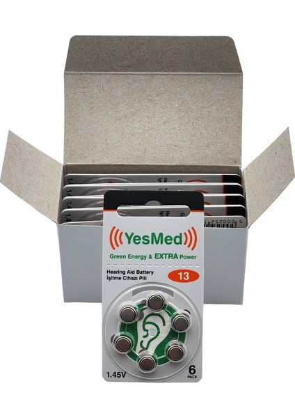 Extra Power 13 Numara Işitme Cihazı Pili (10 Paket x 6 Adet = 60 Adet Pil) + Yesmed Prowax Filtre