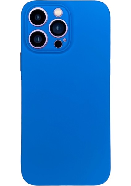 iPhone 14 Pro Max Içi Süet Tasarımı Mavi Silikon Kılıf