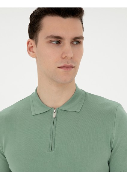 Erkek Çağla Slim Fit Fermuarlı Polo Yaka Triko Tişört 50288084-VR016 fiyatları