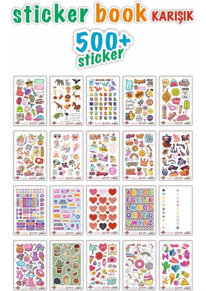 500+ Sticker Book Etiket Kitabı Sticker Defteri A5 Boyut Etiket Seti