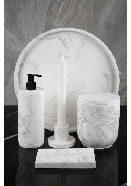 12 Parça Mermer Desenli Beton Banyo Seti Katı Sıvı Sabunluk Diş Fırçalığı Tütsülük Çöp Kovası Tepsi Mumluk Tuvalet Fırçası Havluluk Pamukluk fiyatları