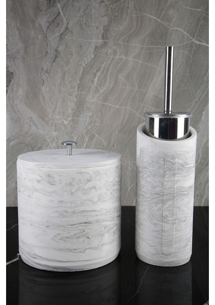 12 Parça Mermer Desenli Beton Banyo Seti Katı Sıvı Sabunluk Diş Fırçalığı Tütsülük Çöp Kovası Tepsi Mumluk Tuvalet Fırçası Havluluk Pamukluk fırsatları