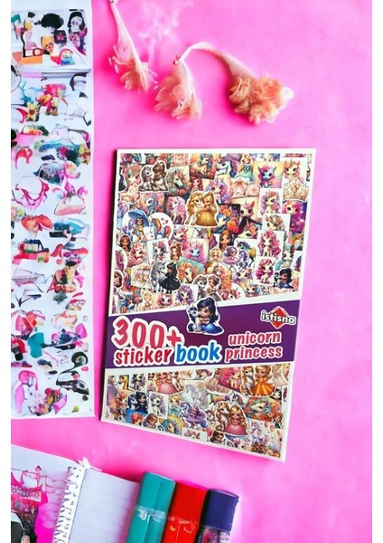 Unicorn Prensesler Sticker Book Etiket Kitabı Sticker Defteri A5 Boyut Etiket Seti