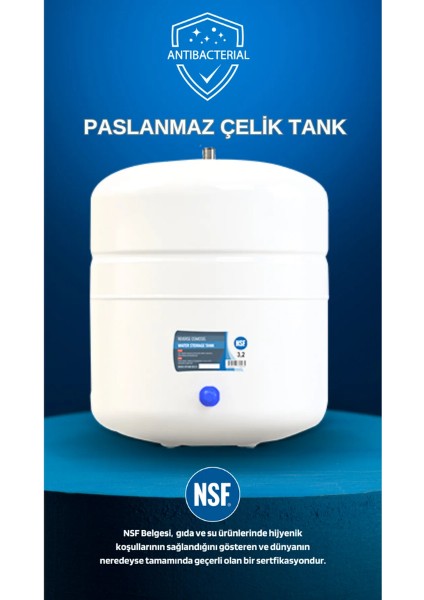 Su Arıtma Cihazı Bolero Pompalı 12 Litre nsf Onaylı Çelik Su Tanklı modelleri