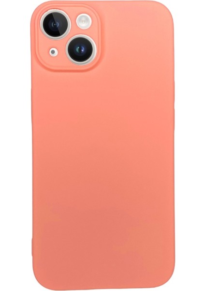 iPhone 14 Içi Süet Tasarımı Turuncu Silikon Kılıf