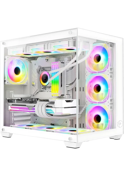 Prime V2 Beyaz Tuş Kontrollü Rgb 7X120MM Fan Gaming Bilgisayar Kasası