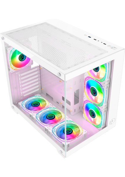 Prime V2 Beyaz Tuş Kontrollü Rgb 7X120MM Fan Gaming Bilgisayar Kasası