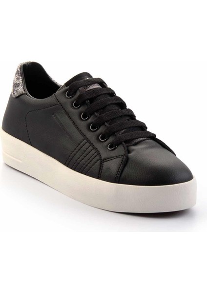Siyah Bej Yılan Baskı Deri Kadın Sneaker K01102100103 fiyatları