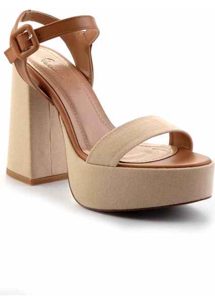 Taba Bej Keten Kadın Klasik Topuklu Ayakkabı K05225035909 fiyatları