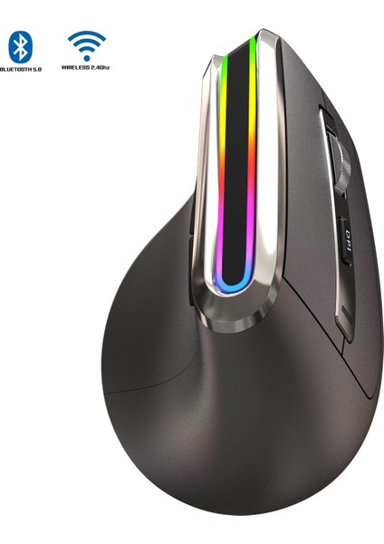 Infıny V20LD Bluetooth5.0 + 2.4ghz. Rgb Led'li Şarjlı Kablosuz Ergonomik Dikey Vertical Mouse