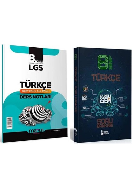 Marka Yayınları İsem Yayıncılık LGS 8. Sınıf Türkçe Soru Bankası - LGS 8. Sınıf Türkçe Ders Notları 2'li Set