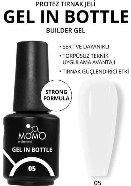 Protez Tırnak Jeli, Gel In Bottle No.5, UV Korumalı Rakı Beyazı, 18 ml