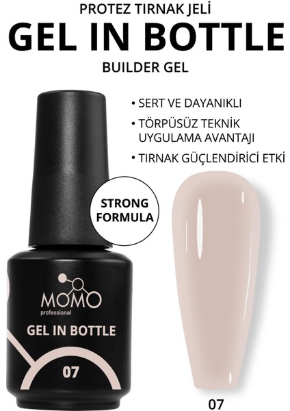 Gel In Bottle No.07, Akıllı Fırçalı Protez Tırnak Jeli, Natural, 18 ml
