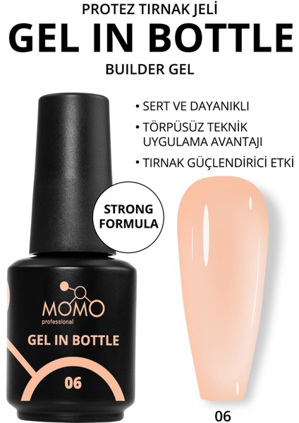 Protez Tırnak Jeli, Gel In Bottle No.6, Yarı Şeffaf Nude Şeftali, 18 ml