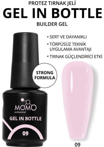 Protez Tırnak Jeli, Gel In Bottle No.9, Soft Pembe, 18 ml