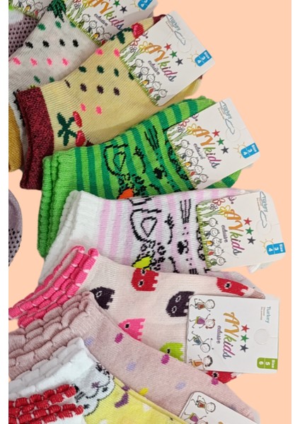 Kral Socks Kız - Erkek Çorap Tenis Model Pamuklu Terletmez (4 Çift) Öğrenci Okul Çocuk Çorabı