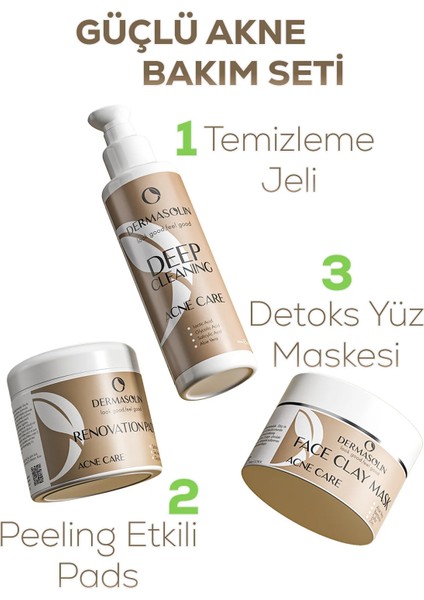 Yağlı ve Akneli Ciltlere Yönelik Güçlü Akne Bakım Seti 3'lü