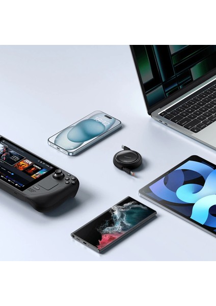 Mini Makaralı Type-C To Type-C 100W Şarj Kablosu 1m Cluster Black indirimleri