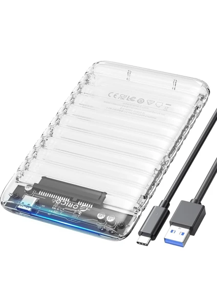 Usb3.2 Gen2 6gbps Type-C 2.5” Inch Sata SSD Hard Disk Kutusu Şeffaf