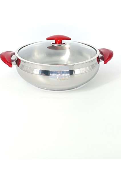 2032L - 2 Parça - Paslanmaz Çelik, Indüksiyonlu, 30X10 cm - 7,10 Litre, Basık Tencere, Gümüş Renk