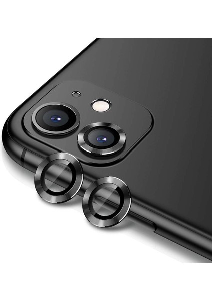 iPhone 11 Kamera Koruyucu Lens Alüminyum Alışımlı Cam - Siyah