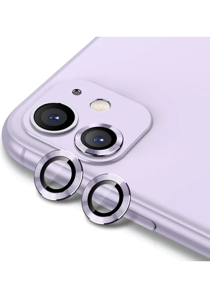 iPhone 11 Kamera Koruyucu Lens Alüminyum Alışımlı Cam - Lila